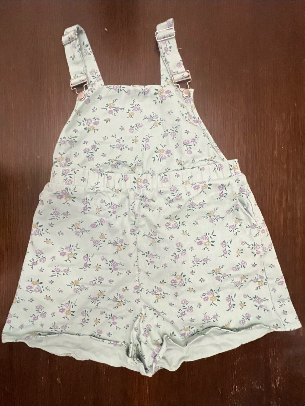 BloomChic 1X Pastel Green Ditsy Floral Overall Romper Shortail Adjustable Strap